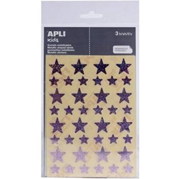 APLI - Bolsa de pegatinas estrella holográficas, color rosa 3 hojas