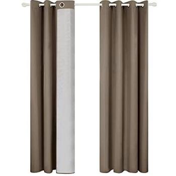 Deconovo Cortina para Habitación Juvenil Infantil Moderno con Forro de Gris Plata Oxford 1 Par 140 x 260 cm Caqui Oscuro