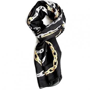 LOLA CASADEMUNT Pañuelo Negro Con Estampado De Cadenas