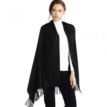 RIIQIICHY Cachemira Invierno Bufanda Pashmina Chal Mantón para Mujeres Negro Más Grueso Cálida Grande Larga Manta
