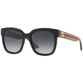 Gucci GG0034SN-002 Black Sunglasses with Green and Red Glitter Grey Gradient, Female, Size: 54 MM