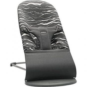 BabyBjörn Hamaca Bliss, Bastidor gris oscuro, Algodón, Antracita/Estampado paisaje
