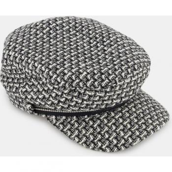 Gorra tipo baker de tejido tweed en blanco y negro Tintoretto
