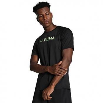 PUMA Camiseta de Training Fit Ultrabreathe Tri-Blend Hombre M Black Fizzy Lime Green