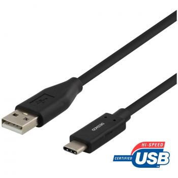 Cable USB-C a USB-A 2 metros 3A Negro USB 2.0