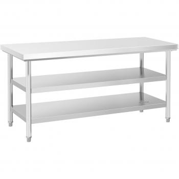 Mesa de trabajo de acero inoxidable ECO - 70 x 180 cm - 600 kg - con estante intermedio - Royal Catering
