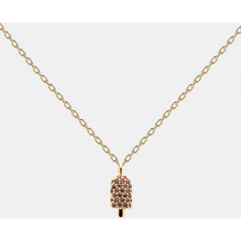 Collar de plata dorada con cristales para mujer Pdpaola CO01-235-U, longitud de 40 cm