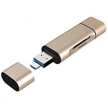 ricorich 3 en 1 tarjeta lector, USB de tipo C, de micro USB & USB Combo a 2 de Bay TF/Lector de tarjetas SD OTG Adaptador de tarjeta, soporte simultáneos Leer y escribir, para Nexus 6P, 2015 MacBook y mucho más...