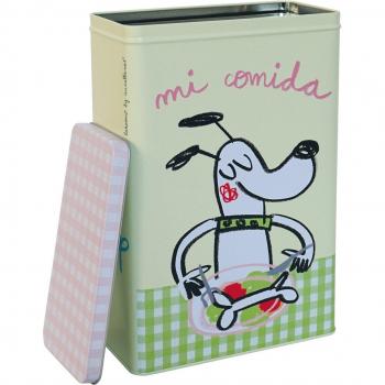 Laroom Caja Metálica diseño Mi Comida para Perro Grande Amarilla, Metal, Multicolor, 14x10x20 cm
