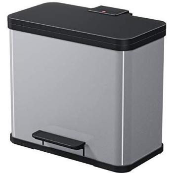 Hailo Öko Duo Plus 30 Cubo de Basura, Metal, Plata, 47 x 35 x 44 cm