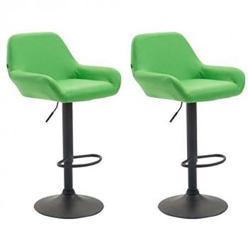 Set de 2 Taburetes de Bar Braga en Cuero PU Verde y Negro, Ajustables con Estructura Metálica y Apoyo para Pies