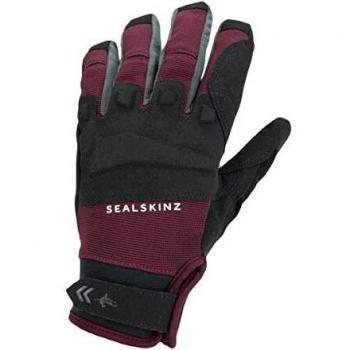 SEALSKINZ Unisex Waterproof All Weather Mtb Glove, Black/Red, S