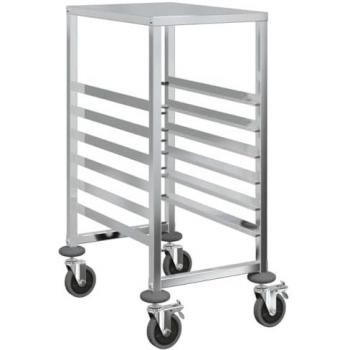 Stainless Steel Tray Trolley with 6 GN Containers - 39x55x87 cm Kitchen Transport Cart