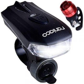 Raniaco de 400 lúmenes USB recargable de bicicletas luz conjunto, Caja de luz LED de la bici para el aire libre, blanco de la linterna brillante y rojo las luces traseras
