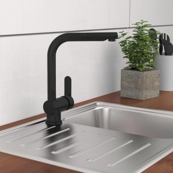 Grifo monomando cocina con caño extraíble LONDON negro mate