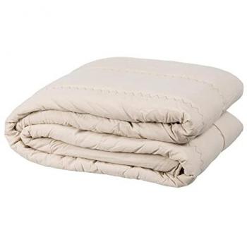Colcha Edredón Reversible 270 x 280 cm Beige y Rojo Oscuro con Bordado en Zig Zag de Microfibra