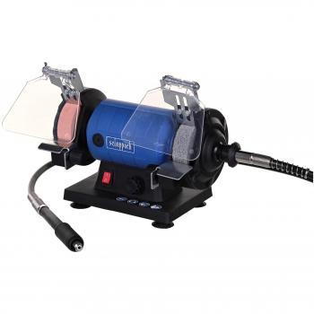 Amoladora angular Scheppach SCH5903112901 120 W - Mini amoladora y pulidora de banco compacta con vástago flexible HG35
