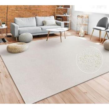 Alfombra Moderna Lisa de Pelo Corto Color Crema 160x220 cm - Paco Home