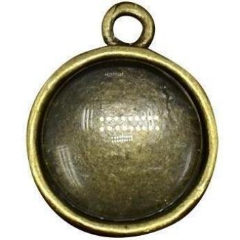 Pandahall,10 Series 12 mm cupula cabujones de vidrio transparente y ajustes colgante cabujon estilo tibetano bronce antiguo, sin plomo y sin niquel, colgante: 18x14 mm, agujero: 2 mm, Bandeja: 12 mm