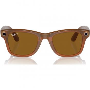 Ray-Ban Meta Wayfarer Polarized Smart Glasses for Men - Shiny Caramel Transparent, 50mm