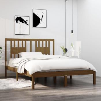 Estructura de cama vidaXL madera maciza de pino marrón miel 120x200 cm