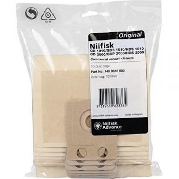 Nilfisk 1408618000 - Bolsas para aspiradoras GD1010/GDS1010/HDS1010, 10 unidades