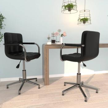 Sillas de comedor giratorias negras de 2 piezas en cuero sintético