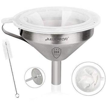 HAUSPROFI Embudo de Acero Inoxidable de 5.5 Pulgadas y Filtros de 200 Malla Jam para la Transferencia de Ingredientes líquidos