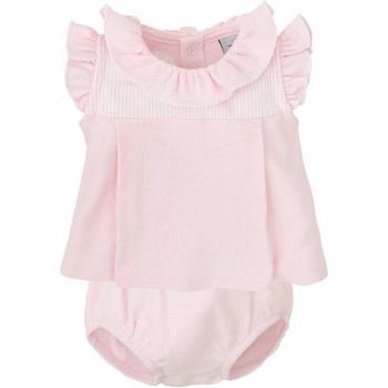Conjunto de bebé niña en tejido liso color rosa