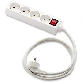 Famatel 9/704 Regleta ecosockets 4 Enchufes con Interruptor de Encendido | 1,5 Metros | hasta 250W | Protección Infantil | Orientación Tomas a 45o | Evita consumos Fantasma | Blanco