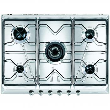 Piano Cottura Gas Smeg SRV576-5 Inox 70 cm, 5 Fornelli, Integrado