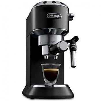 De'longhi Dedica EC685.BK - Cafetera Espresso de Bomba en Acero Inoxidable, para Café Molido o Monodosis, con Depósito de 1.3 Litros y Sistema Anti-goteo, Color Negro