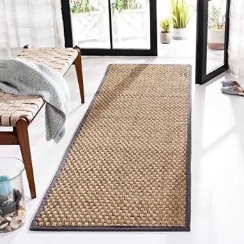 Safavieh Natural Fiber Beige/Dark Gray 2'6 x 6' Power Loomed Runner Rug