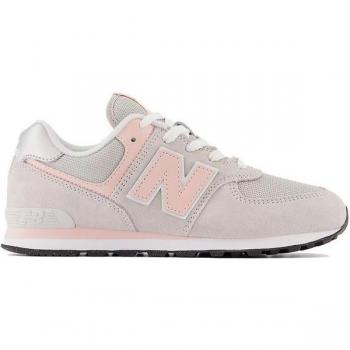 New Balance 574 Core Kids' Sneakers - Grey/Pink, Suede/Mesh, Size 40
