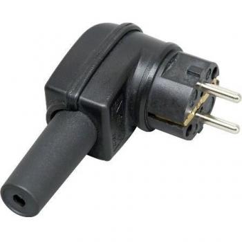 Enchufe de goma KOPP IP44 negro, ángulo, 16A 250V, resistente a impactos