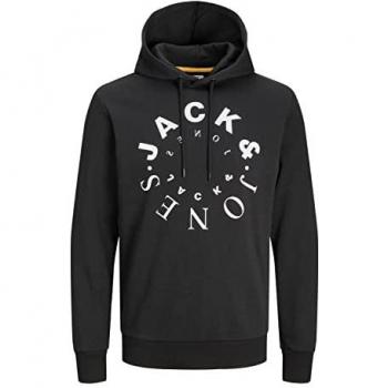 Sudadera con Capucha Warrior para Hombre - Jack & Jones, Bordado Frontal, Manga Larga, Color Negro, Talla L