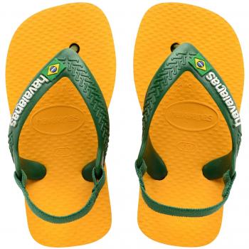 Chanclas Havaianas Baby Brasil Logo II para niña, color amarillo
