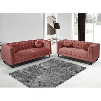 Sofá de 3+2 plazas de terciopelo TURNER - Rojo viejo