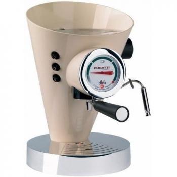 BUGATTI, Diva, Máquina de café expreso y capuchino, para café molido y cápsulas monodosis, 15 bar, 950 W, Capacidad 0,8 litros, Diseño elegante, Color Crema