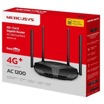 Router Mercusys MB235-4G, WiFi Doble Banda AC1200, 4G LTE Cat6, Seguridad Avanzada