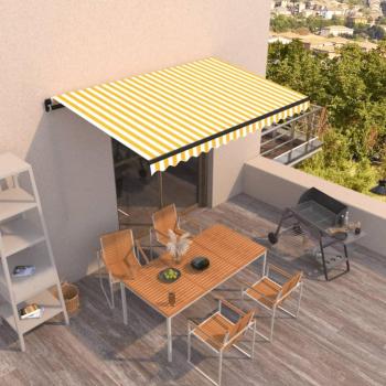 Toldo retráctil manual Día y Noche amarillo y blanco 450x350 cm