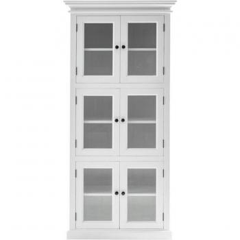 Halifax Pure White 3-Tier Pantry Cabinet with Glass Doors