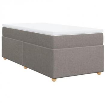 Marco de cama box spring con colchón de muelles 90x200 cm en tela gris taupe