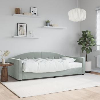 Sofá cama con colchón gris claro 90x200 cm en terciopelo