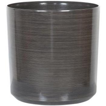 Maceta de exterior en piedra gris H35, macetero jardinera de arcilla fibras gris oscuro 35 cm, resistente Vagia