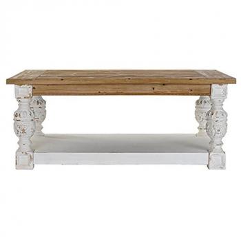 Mesa auxiliar DKD Home Decor de Abeto y Aluminio Blanco y Marrón Claro, 120 x 70 x 50 cm, Madera MDF