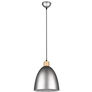 Lámpara de suspensión Jagger 1xE27 Metal Níquel con Insert Wood Trio Lighting