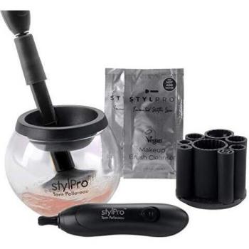 STYLPRO Premium Electric Makeup Brush Cleaner & Dryer Machine including Spinning Device & Professional Brush Cleanser Solution, Fits Most Brushes, Clean and Dry Brushes in Seconds, Award Winning