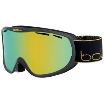 Bollé Máscara de Esquí Sierra negra dorada con lente espejada Sunshine, Cat 3, tamaño medio, para mujer