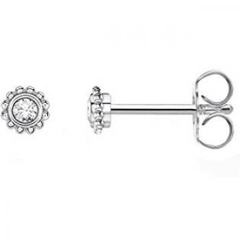 Thomas Sabo Pendientes individuales para mujer, diseño de flor, piedra blanca, plata de ley 925, 0,40 cm, Plata de ley